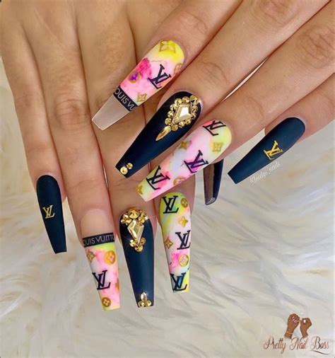 louis vuitton acrylic nail tips|Louis Vuitton style nails.